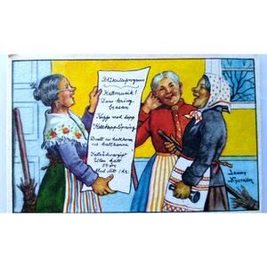 Easter Witches Postcard Fantasy Glad Pask Jenny Nystrom Sweden Brooms Aprons